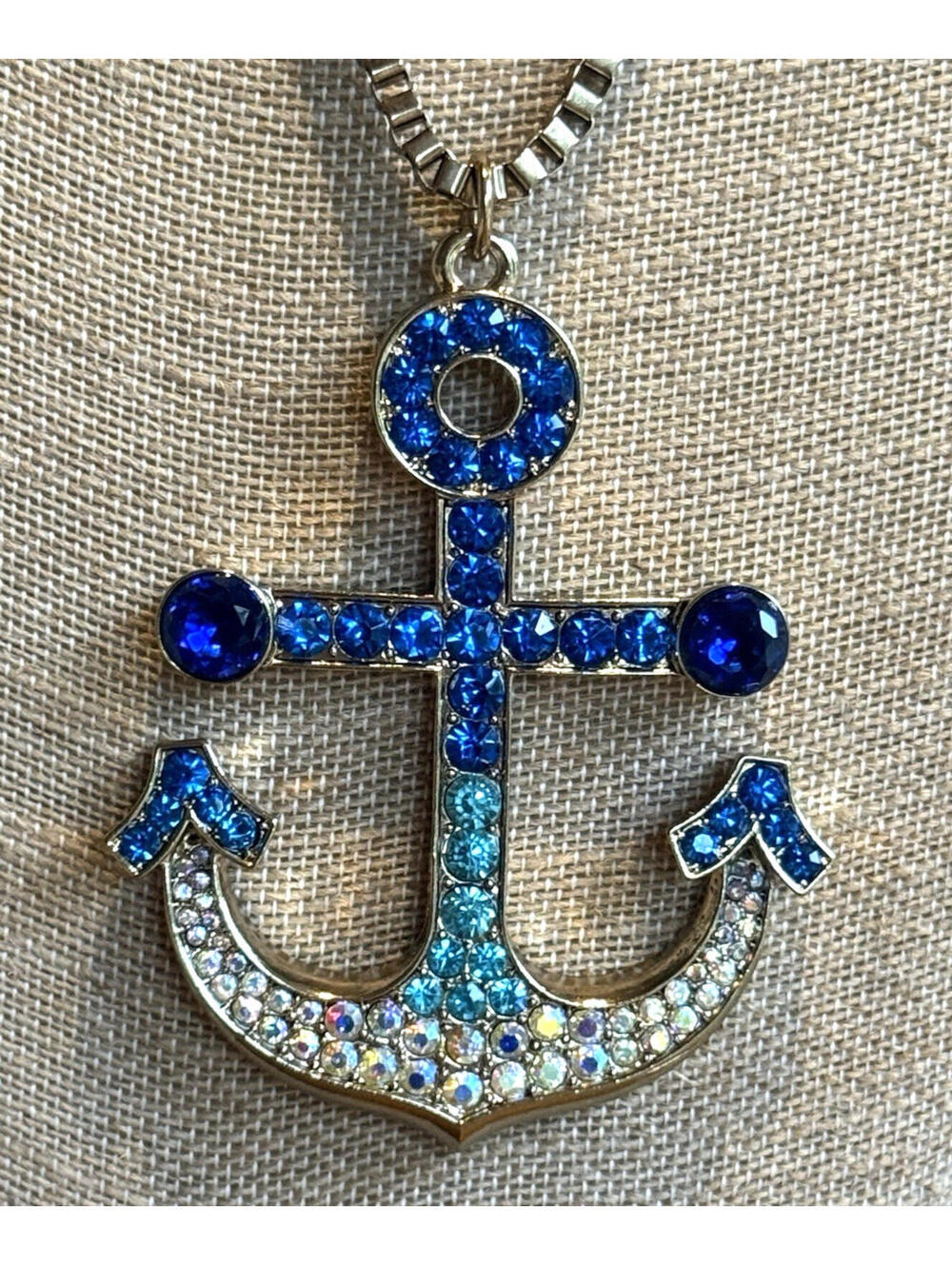 NWT Betsey Johnson "Sea Treasure" Blue Crystal Anchor Nautical Necklace‎ ⛵️